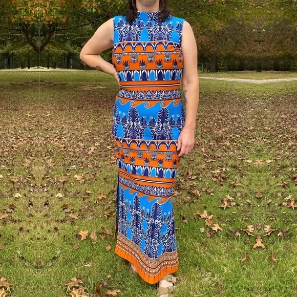 blue maxi dresses boho Audrey Printed Maxi Dress Butterfly Sleeves Patchwork Blue